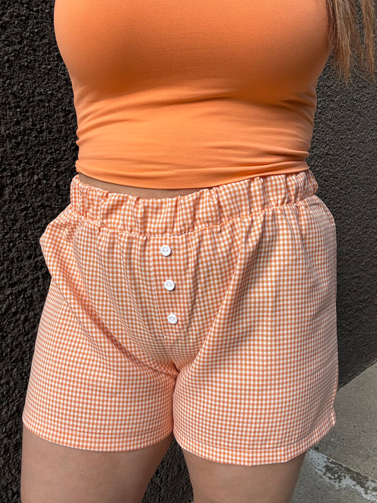 Apricot Gingham Shorts